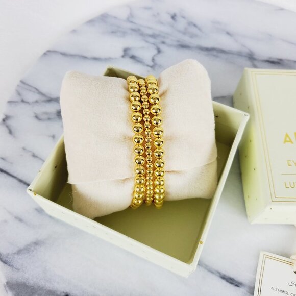 Eye Candy Hamsa Hand GOLD Bead Bracelet Set - Picture 4 of 6